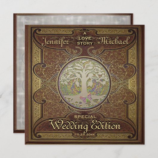 結婚式招待状 – ラブストーリーロマンチック 招待状 (正面/裏面)