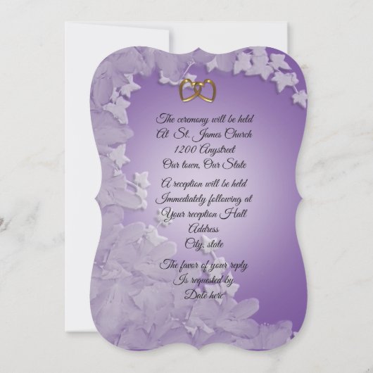 結婚式招待状、ラベンダーとアイビーキュストm colo 招待状 (裏面)