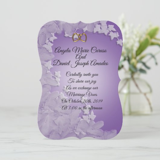 結婚式招待状、ラベンダーとアイビーキュストm colo 招待状 (スタンド正面)