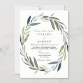 結婚式招待状：リーフモダンのリース マグネット招待状 (正面)