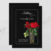 結婚式招待状、レッドローズコレクション/ブラック 招待状 (正面/裏面)