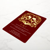 結婚式招待状，ワイングラス，ハート 箔招待状 (回転した状態)