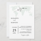 結婚式招待状 世界地図 旅行 テーマ 招待状 (正面)