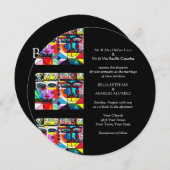 結婚式招待状（丸形）　メキシカンカップル 招待状 (正面/裏面)