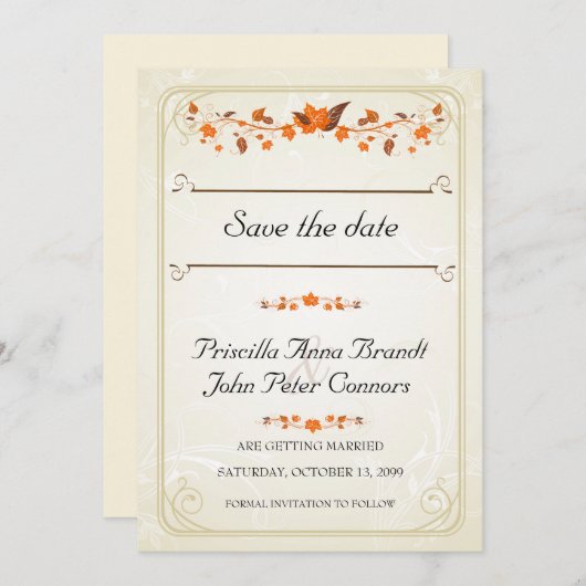 結婚式招待状 保存日付 紅葉テーマ セーブザデート (正面/裏面)