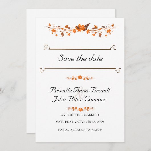 結婚式招待状 保存日付 紅葉テーマ 招待状 (正面/裏面)