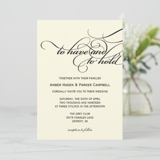 結婚式招待状 |保持する必要がある – アイボリー 招待状 (スタンド正面)