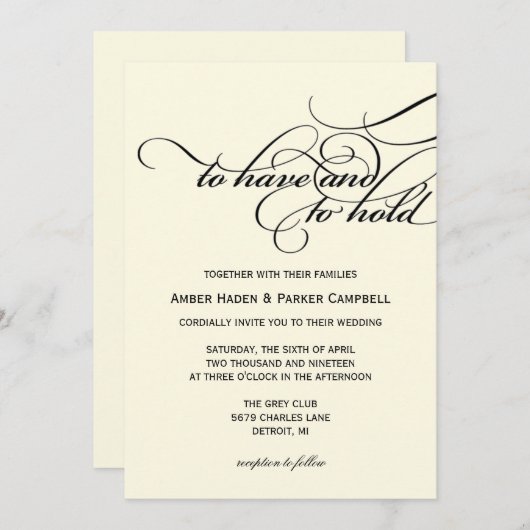 結婚式招待状 |保持する必要がある – アイボリー 招待状 (正面/裏面)