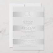 結婚式招待状 |光る銀ストライプ色 招待状 (正面)