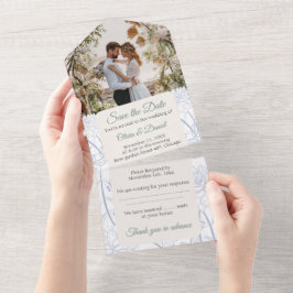 結婚式招待状 – 写真の日付を保存 オールインワン招待状