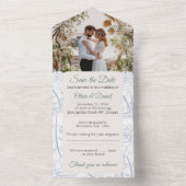 結婚式招待状 – 写真の日付を保存 オールインワン招待状 (内側)