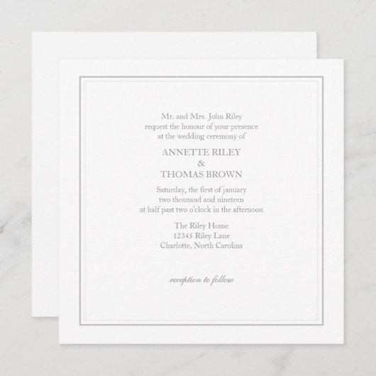 結婚式招待状|単に|wgry 招待状 (正面/裏面)