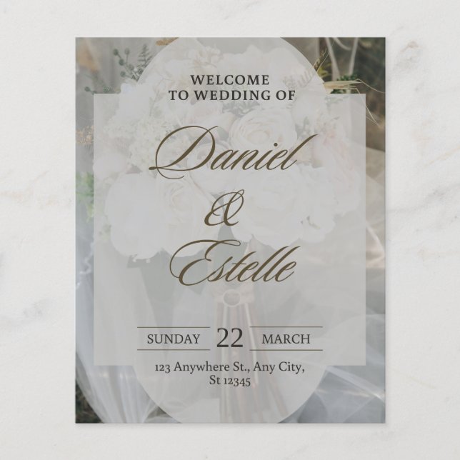 結婚式招待状 – 名前を変更するためにマッサージ (正面)