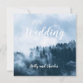 結婚式招待状。大気の霧と森林。 招待状 (正面)