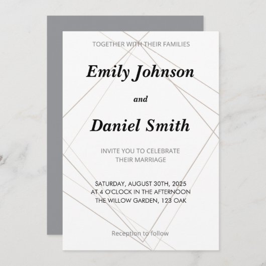 結婚式招待状 – 家族と一緒 招待状 (正面/裏面)