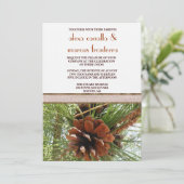 結婚式招待状-常緑樹と松の円錐のシーン 招待状 (スタンド正面)