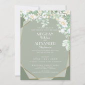 結婚式招待状 |幾何学的モダンワイルドフラワー 招待状 (正面)