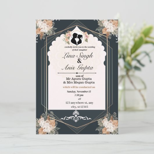 結婚式招待状 愛の喜び セーブザデート (スタンド正面)