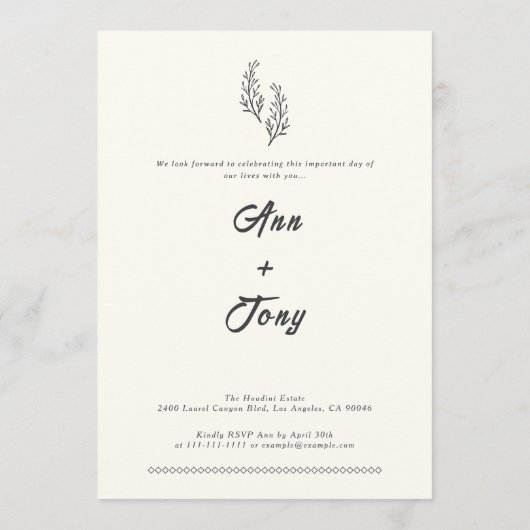 結婚式招待状 招待状 (裏面)