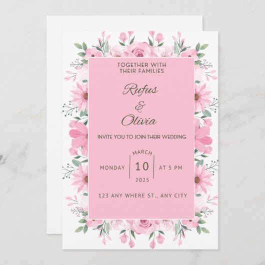 結婚式招待状。 招待状 (正面/裏面)