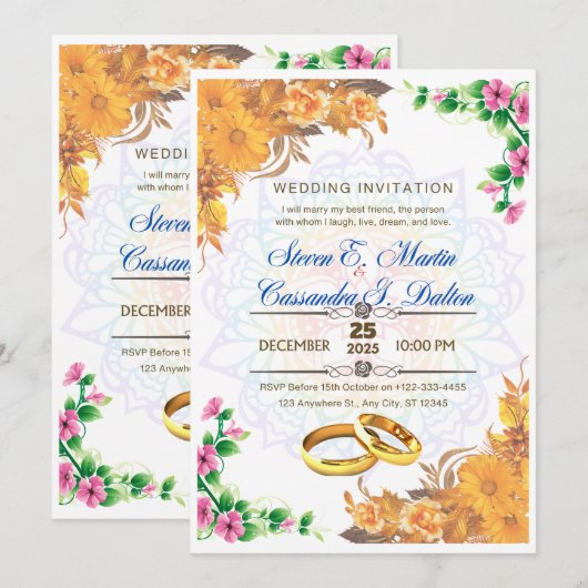 結婚式招待状 招待状 (正面/裏面)