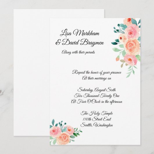 結婚式招待状 招待状 (正面/裏面)