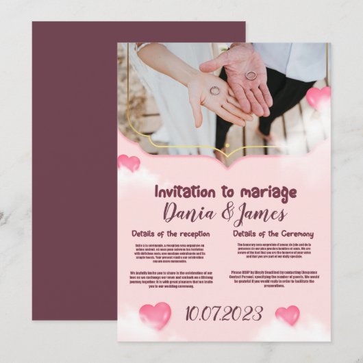 結婚式招待状 招待状 (正面/裏面)