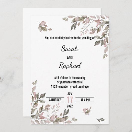 結婚式招待状 招待状 (正面/裏面)