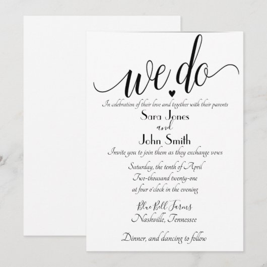 結婚式招待状 招待状 (正面/裏面)