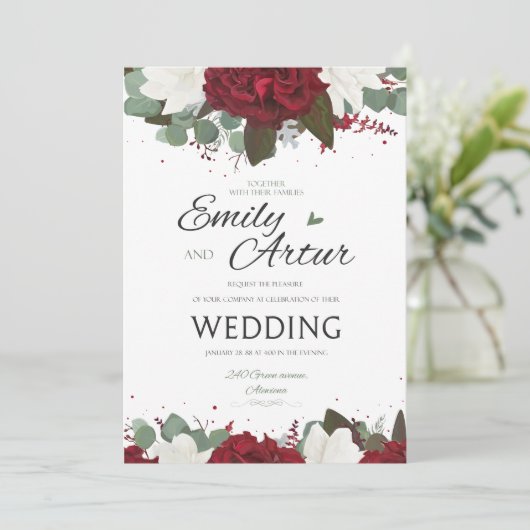 結婚式招待状、招待状、結婚式予定日カード 招待状 (スタンド正面)