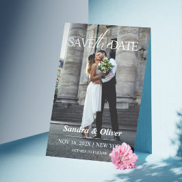 結婚式招待状 – 日付の保存グレー紙の外観 セーブザデート