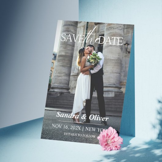 結婚式招待状 – 日付の保存グレー紙の外観 セーブザデート