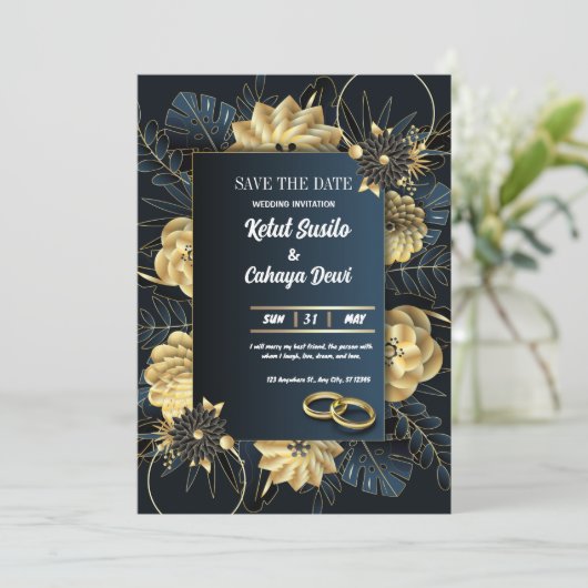 結婚式招待状、日付の保存 招待状 (スタンド正面)