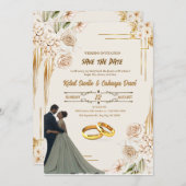 結婚式招待状、日付の保存 招待状 (正面/裏面)