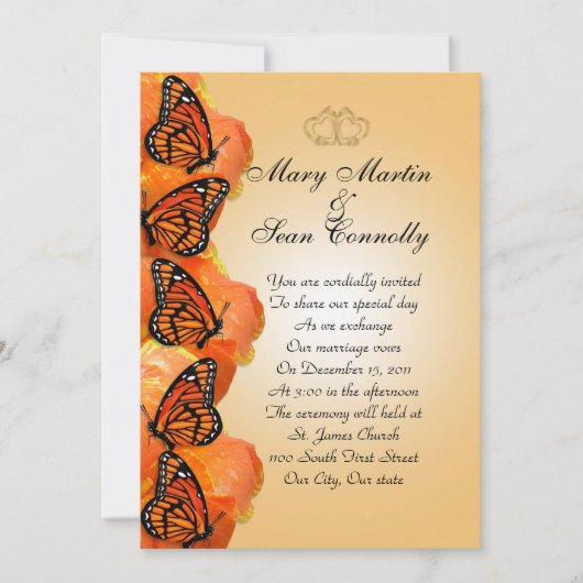 結婚式招待状（昆虫）オオカバマダラ、モナーク蝶 招待状 (正面)