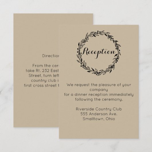 結婚式招待状＆案内テンプレート 葉の円形デザイン 招待状 (正面/裏面)