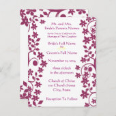 結婚式招待状 – 梅の渦巻きと花 インビテーションポストカード (正面/裏面)