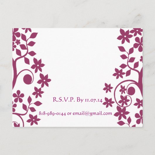 結婚式招待状 – 梅の渦巻きと花 インビテーションポストカード (裏面)