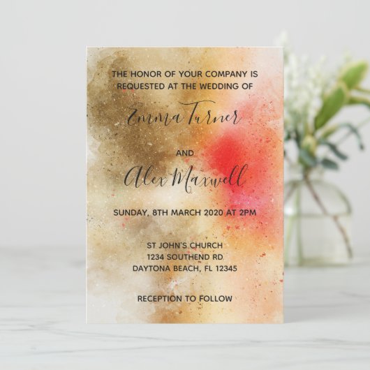 結婚式招待状 |水はっきりした色スクリプト 招待状 (スタンド正面)