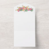 結婚式招待状、水彩バラ オールインワン招待状 (内側)