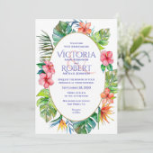 結婚式招待状 |熱帯フローラ水彩 招待状 (スタンド正面)