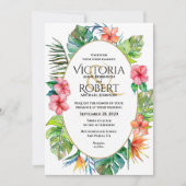 結婚式招待状 |熱帯フローラ水彩 招待状 (正面)