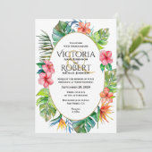 結婚式招待状 |熱帯フローラ水彩 招待状 (スタンド正面)