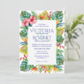 結婚式招待状 | 熱帯水彩花卉 招待状 (スタンド正面)
