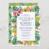 結婚式招待状 | 熱帯水彩花卉 招待状 (正面/裏面)