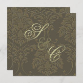 結婚式招待状，田舎のダマスク 招待状 (正面/裏面)