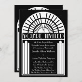結婚式招待状-白黒アールデコスタイル 招待状 (正面/裏面)