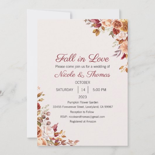結婚式招待状、秋イン・ラブ結婚ズ 招待状 (正面)