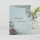 結婚式招待状-粉エレガント砕された赤いバラ 招待状 (スタンド正面)