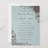 結婚式招待状-粉エレガント砕された赤いバラ 招待状 (裏面)